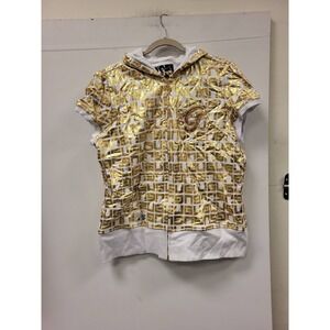 G-Unit‎ Al Over Foil Chain Track Jacket White Gold 2XL Short Sleeve Hooded